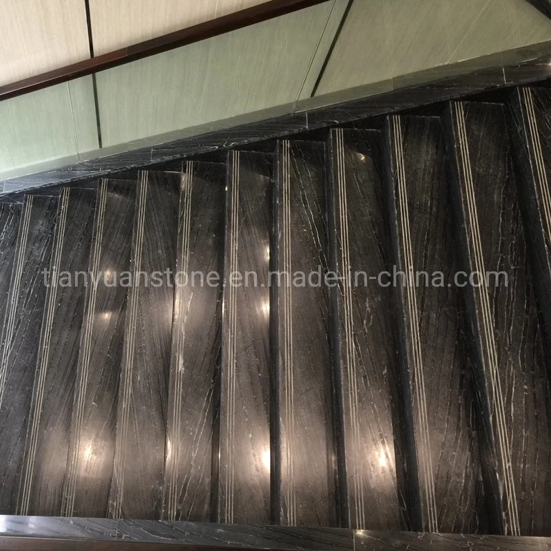 Mixed Color Dark Emperador and Sofiet Gold Marble Stair Tread