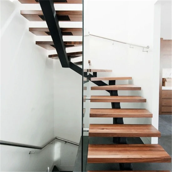 Décoration d'escalier de mode moderne escalier flottant solide prix d'usine plus récent marche d'escalier en bois massif